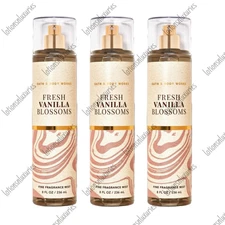 Bath & Body Works FRESH VANILLA BLOSSOMS Fine Fragrance Mist 8 oz – Lot of 3