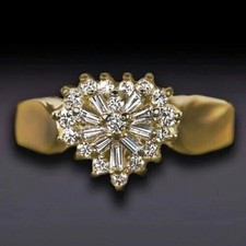 2Ct Round Cut Lab-Created Diamond Women's Engagement Ring 14K Yellow Gold Finish