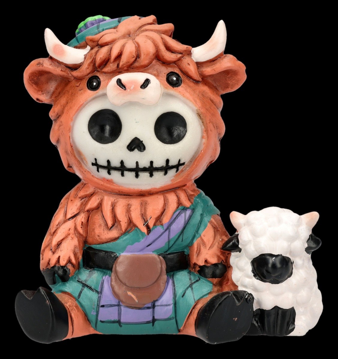 Furrybones Highland Cow Figurine – Skeleton Collectors Figure Gothic Decorative