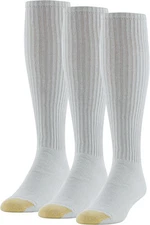 GOLDTOE Men's Ultra Tec Performance Over-The-Calf Large, White (3-pairs) 