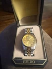 Vintage Mens Seiko Presidential Quartz Day-Date Gold Watch 7N43-8111 New Battery