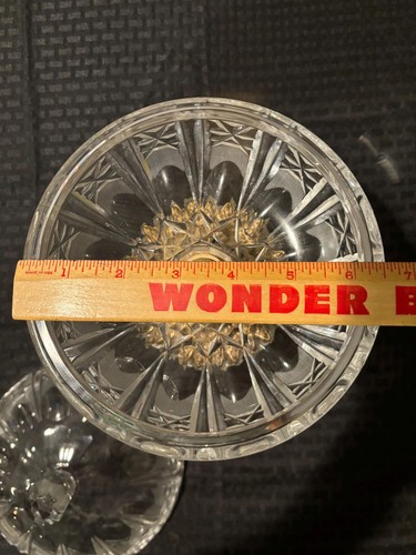"Antiguo cuenco de cristal y latón plato de dulces antiguo centro de mesa de celebridades de Hollywood 7"" de ancho" - Imagen 9 de 10