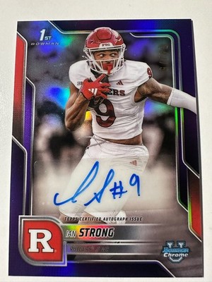 2025 Bowman University Chrome Ian Strong Purple Refractor Auto /75 RC SP