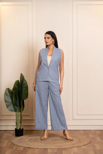 Conjunto de top y palazzo de dos piezas conjunto de vestido conjunto de dos piezas de algodón azul bebé