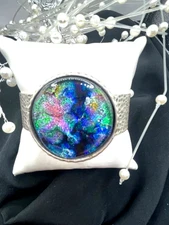 Handmade Dichroic Glass Pendant or Cuff Bracelet