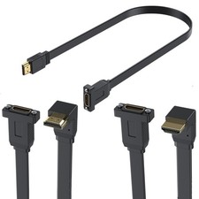 HDMI Bend Flat 4K Male to Female Angle 90 Extension Cable Panel Mount Screw