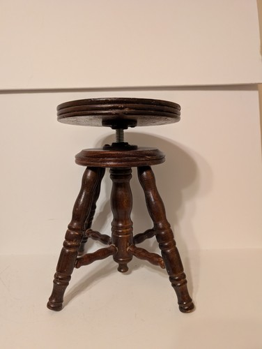 Vintage Klavier Orgel Hocker Miniatur Verkäufer Probe? Verstellbare Puppe Teddeybear...