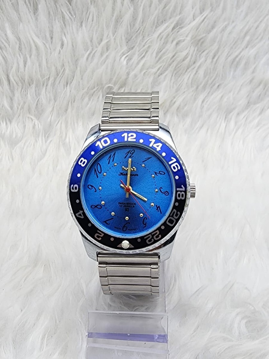 HMT Kohinoor Para Shock 17 Jewels Blue Dial Mechanical Handwinding