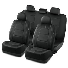 Car Seat Cover, Leather Car Seat Cover Automotive Seat Full Set black-Full Set