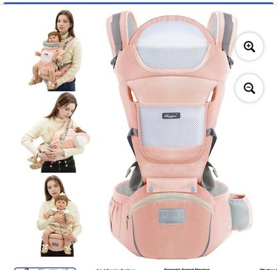 YSSKTC Baby Carrier Ergonomic Infant Carrier with Hip Seat Kangaroo Bag PINK