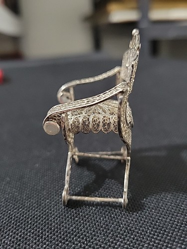 Juego de 2 sillones o tronos vintage miniatura filigrana 23 g - Imagen 6 de 24