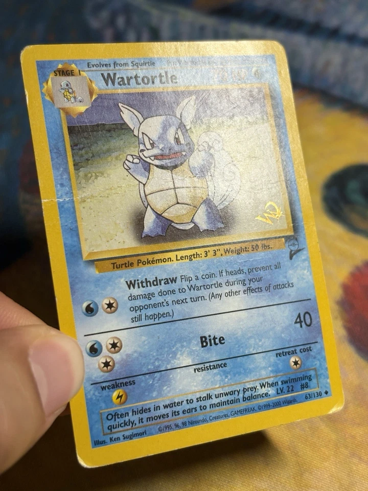 Wartortle 63/130 Base Set 2 Gold W Stamped Wotc Vintage Promo Pokemon Card HP - Image 4 of 4
