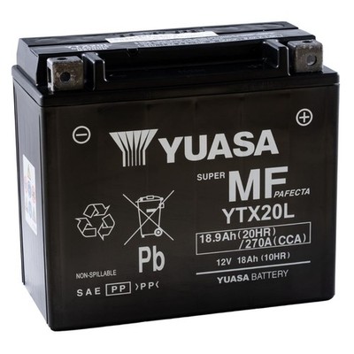 YUASA YTX20L-BS Motorradbatterie 18Ah 12V AGM Batterie DIN 82000 Akku Motorrad