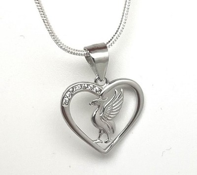 Liverpool Liverbird Herz Anhänger Halskette & Geschenkbox   925 Sterling Silber