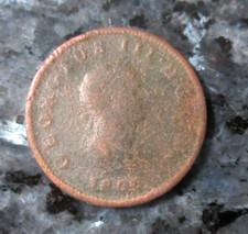 GEORGE III 1806 COPPER HALFPENNY COIN IN WORN CONDITION.