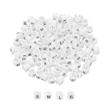 Clothes Hanger Marker S/M/L/XL White Size Tag Fit 3mm Rod, 200Pcs
