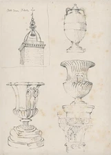 Claude Pemberton Leach - Pencil Drawing - Architectural Studies Viterbo Italy