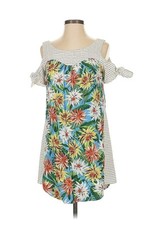 RARE Vintage Brasil FARM Rio Mini Dress S Floral Tropical Cut Out Shoulders Tie