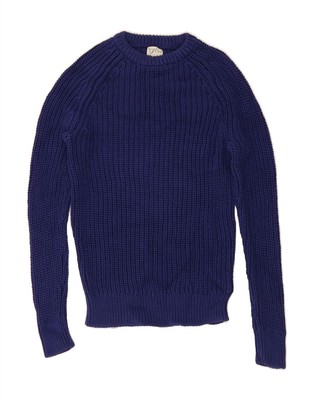 J. CREW Damen Pullover Pulli Rundhals UK 6 XS dunkelblau Baumwolle AA16