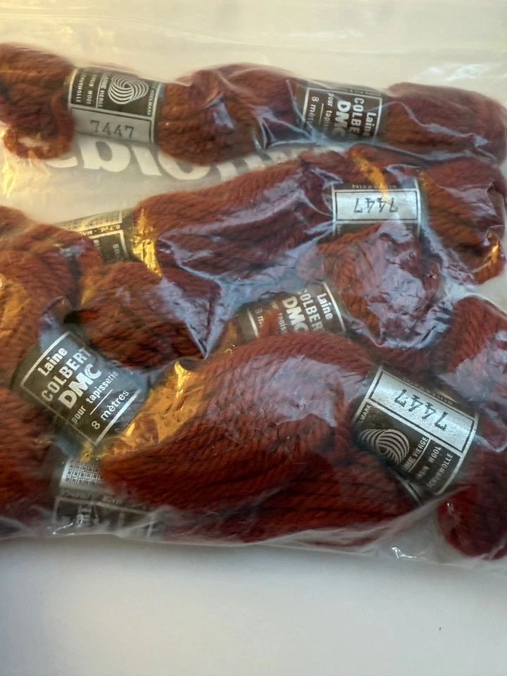 Lot of 16 skeins DMC wool Colbert yarn Maroon #7447 Green #7771 NEW - Image 2 of 3
