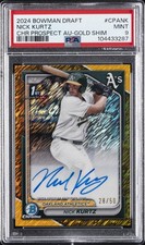 2024 BOWMAN DRAFT CHROME PROSPECT AUTO GOLD SHIMMER NICK KURTZ 28/50 PSA 9