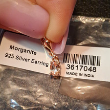 Morganite Pink Teardrop Dangle Earrings 925 S...
