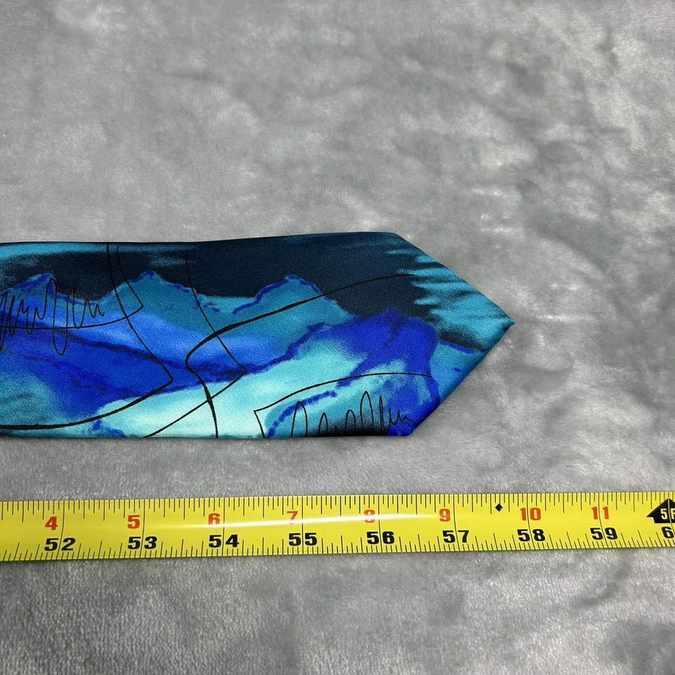 Corbata abstracta "Paisaje" Jerry Garcia para hombre 79 nueva con etiquetas edición limitada 58"x3" azul Foto 3 de 4