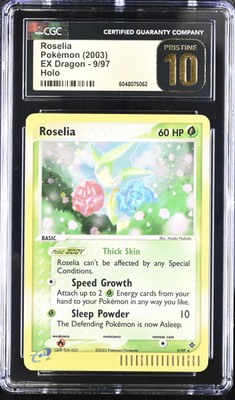 CGC 10 PRISTINE Roselia 2003 EX Dragon 9/97 Holo Pokemon Card