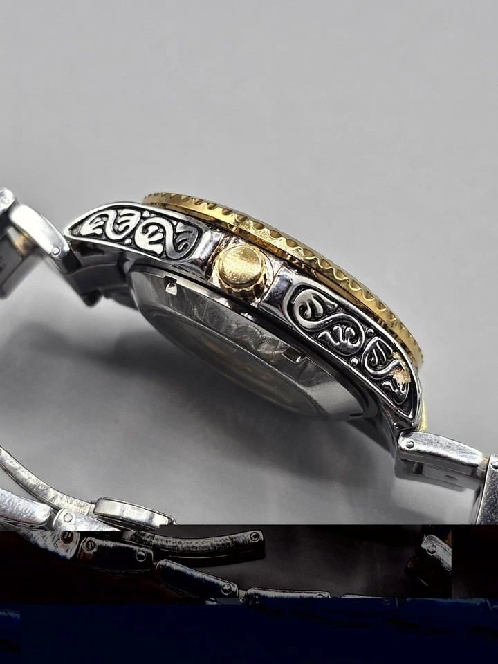 Mens Automatic Engraved Pattern Design Two-Tone S… - image 15