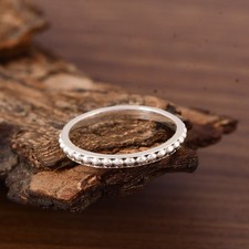 925 Sterling Silver Eternity Beaded Band Ring Minimalist Stacking Gift for Her.