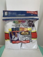 NOS 2007 Fruit of the Loom Big  Tall Low Cut Cotton Blend Socks 12W-16 USA