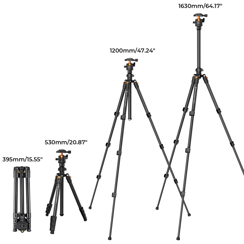 K&F Concept 163cm Camera Tripod Travel Tripod for Smartphone Video 17.6lb/8kg Load - Image 3 of 4