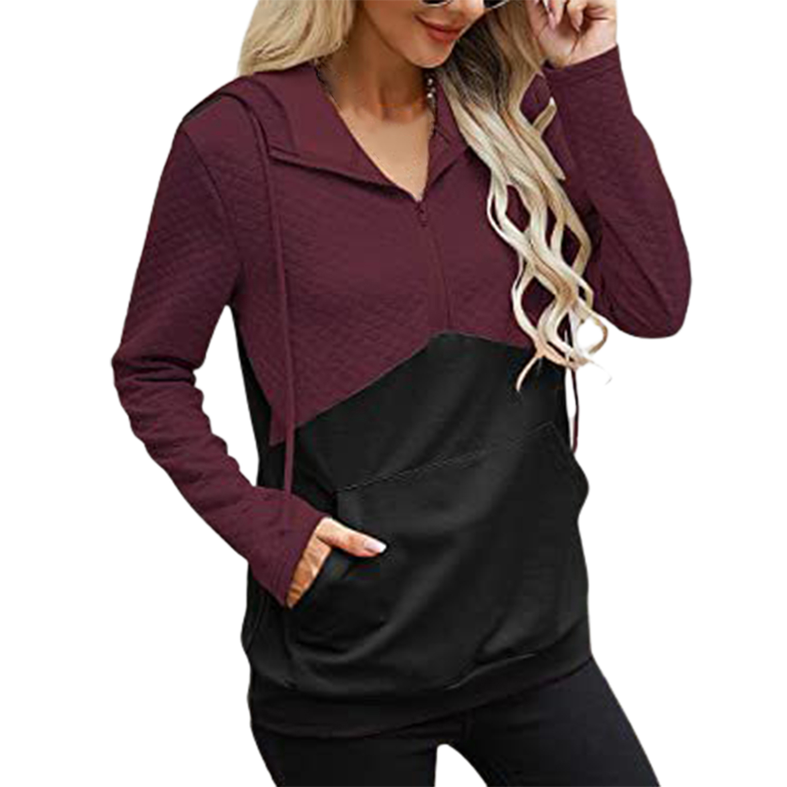 Sweatshirt Loose Breathable Long Sleeve Patchwork Female Hoodie 4