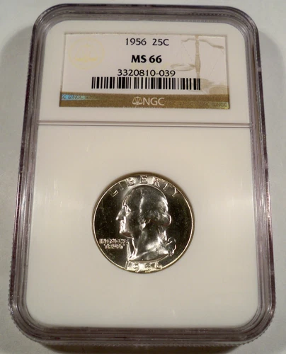 1956 NGC MS66 WASHINGTON QUARTER SILVER WHITE 25c MS 66