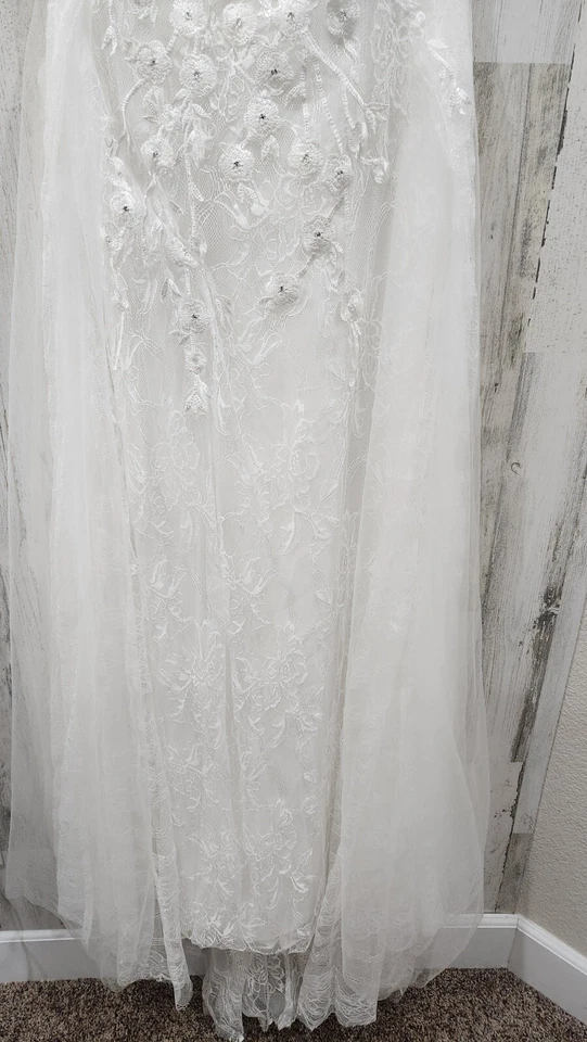 LULUS LUXE Elegance White Lace Embroidered Rhinestone Strapless Maxi Dress LARGE - Image 4 of 4