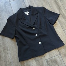J.B.S. Vintage Made in America Y2K Black Short Sleeve Blazer 3 Button Size 12
