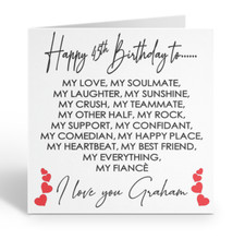 Birthday Card Fiancé For Him Personalised I Love You My Soulmate Any Age Male