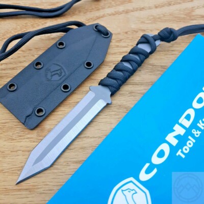 Condor Neck Gladius Fixed Knife 3.14'' 1075HC Steel Blade Wrapped Paracord Handle