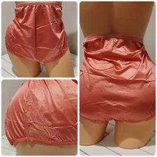 Vanity Fair Lace Nouveau Panty Shiny Nylon Full Cut Silky 12/5XL Cranberry PINK