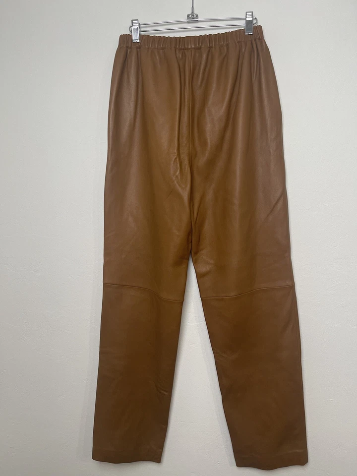 Nordstrom Piel de Cordero Suave Cuero Talla Mediana Marrón Camel Pierna Ancha Cintura Alta Foto 4 de 4
