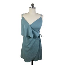 Lulus WomenS Dress Large Green Wrap Sleeveless Ruffle Graduation Shower Brunch