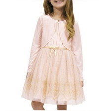 Zunie Girl Special Occasion Dress, Blush/Gold, Size 4/5 NWT