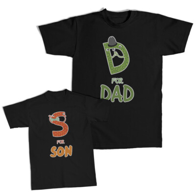 Dad and Son Matching Outfits Clothes D for Dad Cartoon Snake - S for Son Snake