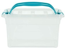 Image of Whitefurze 7 Litre Storage Carry Box Container Store With Clip Lid & Teal Handle