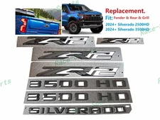 Gloss Black White Fender Rear Grille Door ZR2 3500HD Emblems Silverado2024+ 3500