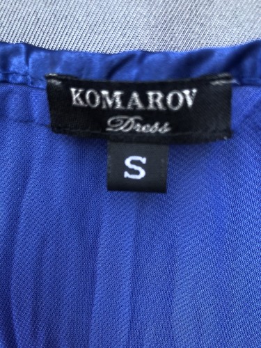 Komarov Sunburst Pleated Chiffon Blouson Midi Dress , Sz S,New, Blue,$418 - Picture 7 of 7