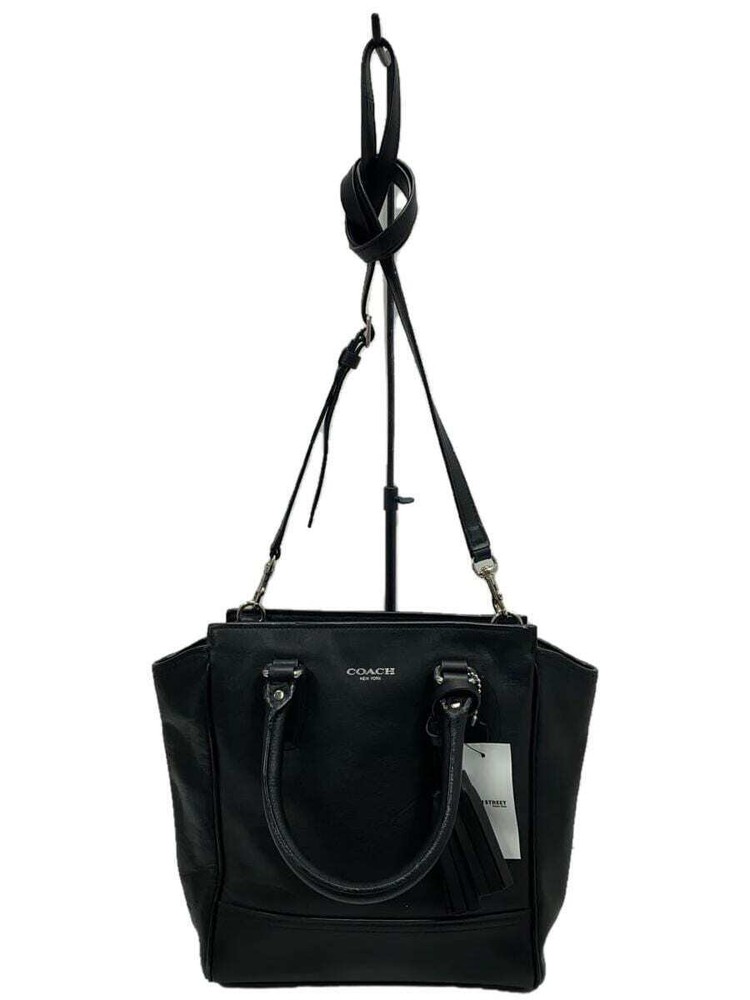 COACH Handbag_All Leather Leather BLK Solid Color
