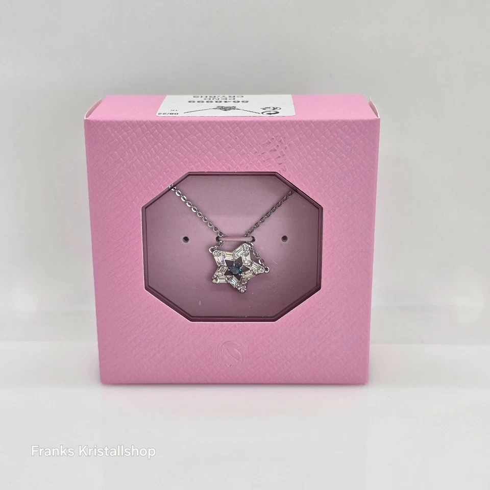 Swarovski Stella Kette Halskette Stern, Blau, Rhodiniert 5648999