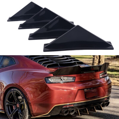 4 PCS Universal Rear Bumper Diffuser Shark Fin Spoiler Lip Splitter Glossy Black
