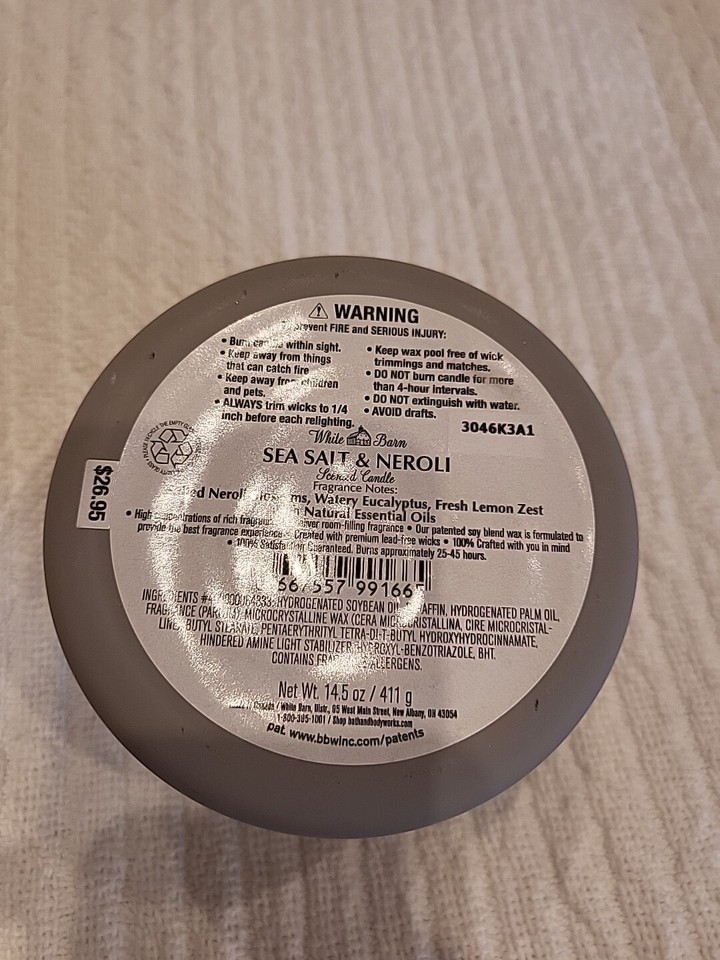 BATH AND BODY WORKS SEA SALT & NEROLI 3 WICK CANDLE eBay